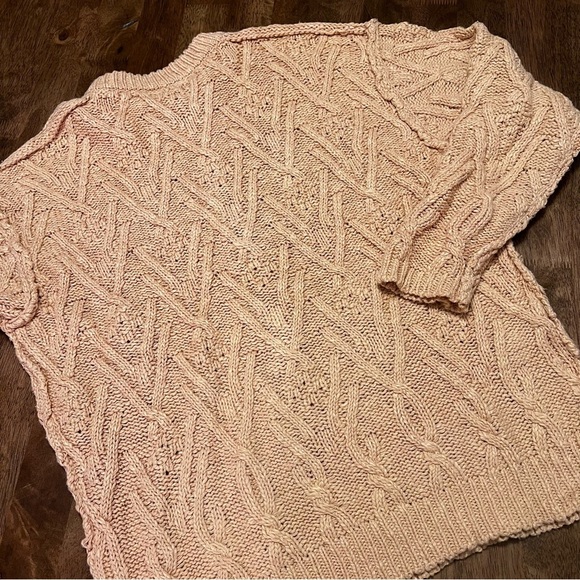 Free People Isla Cable Stitch Sweater in Tan XS Relaxed Oversized Boho Grandma - Picture 10 of 11